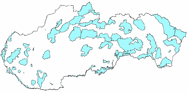 Map of Important Bird Areas in Slovakia